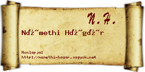 Némethi Hágár névjegykártya